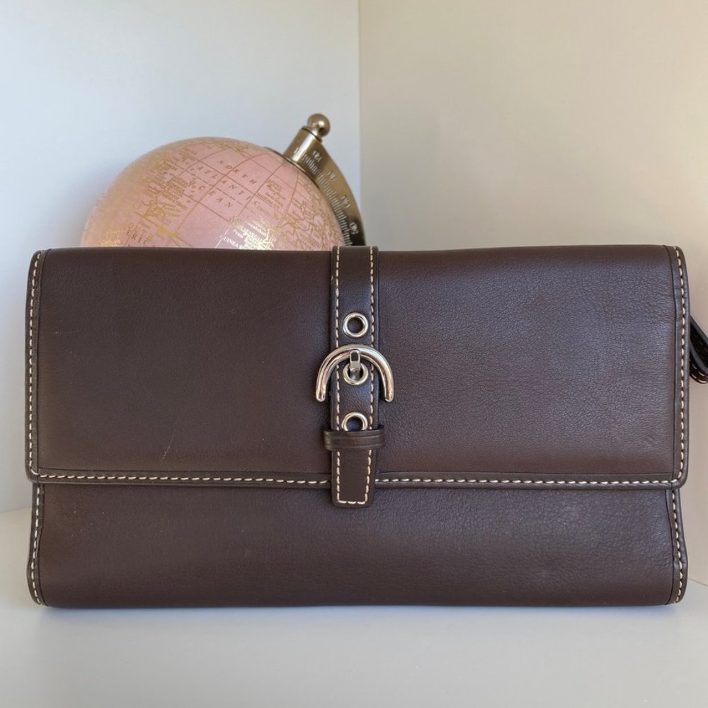 Coach Vintage Leather Tri-fold Brown Large Wallet